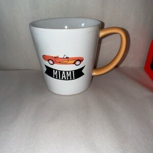 Miami Car Design Mug - White and Orange